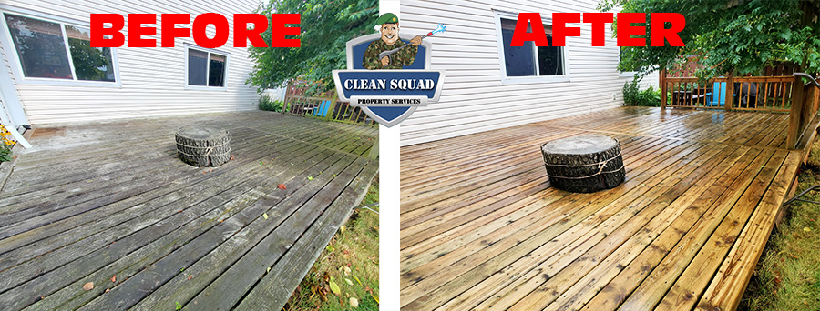 clean squad property services - deck cleaning service before and after